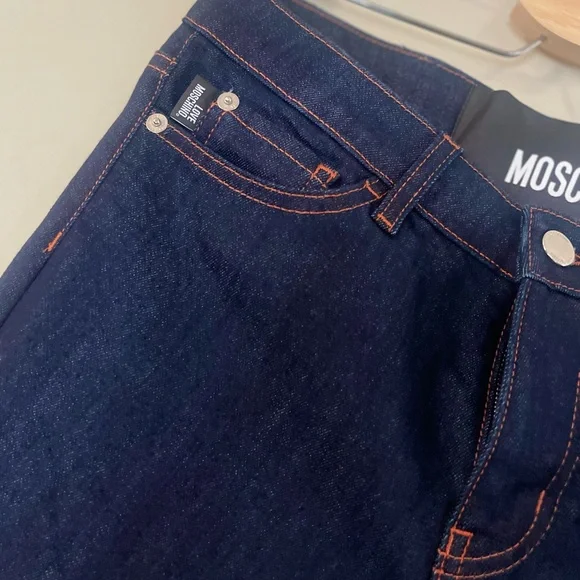 NWT LOVE MOSCHINO Mid-rise slim-leg dark denim jeans Size 26 - Picture 4 of 15